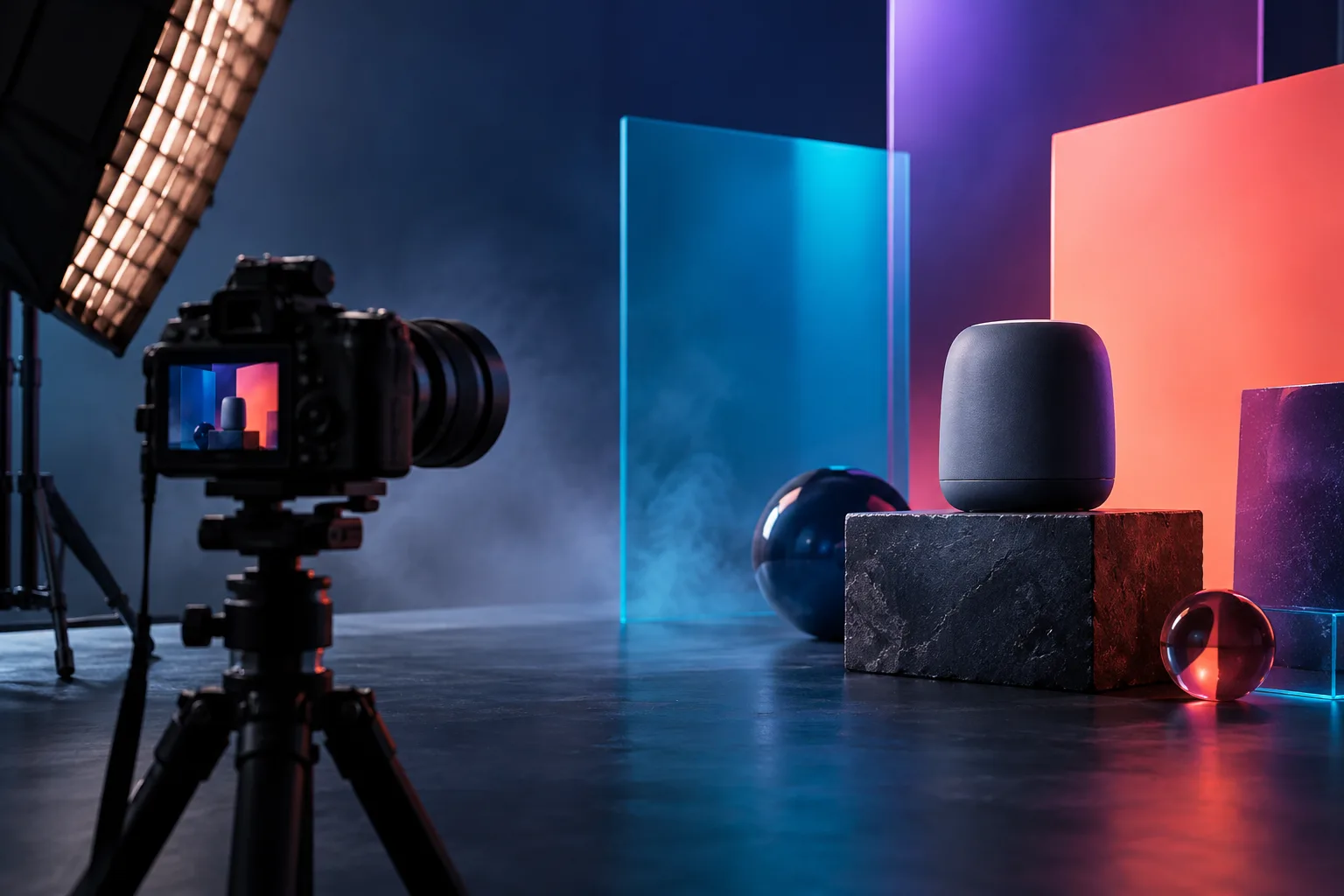 Set de producción fotografiando un producto para los anuncios